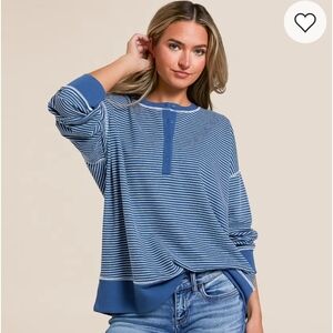 White Crow Pia Striped Henley Pullover NWT